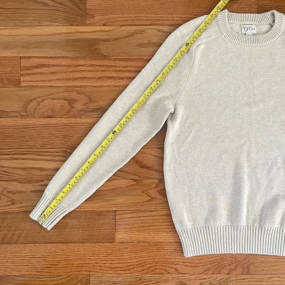 J.Crew Heritage Cotton Crewneck Sweater Mens XS Heather Sand Pullover Knit B1841